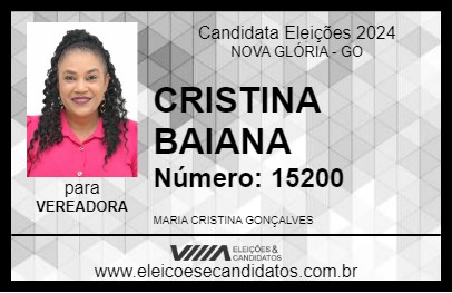 Candidato CRISTINA BAIANA 2024 - NOVA GLÓRIA - Eleições