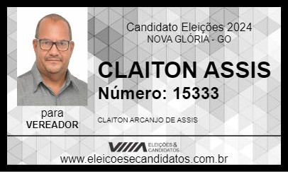 Candidato CLAITON ASSIS 2024 - NOVA GLÓRIA - Eleições