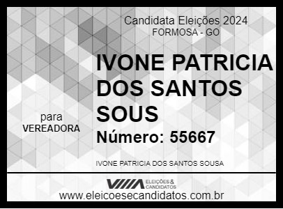 Candidato IVONE PATRICIA DOS SANTOS SOUS 2024 - FORMOSA - Eleições