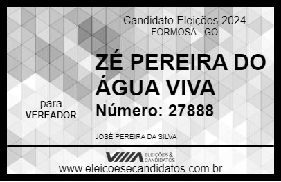 Candidato ZÉ PEREIRA DO ÁGUA VIVA 2024 - FORMOSA - Eleições