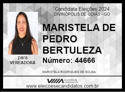 Candidato MARISTELA DE PEDRO BERTULEZA 2024 - DIVINÓPOLIS DE GOIÁS - Eleições