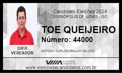 Candidato TOE QUEIJEIRO 2024 - DIVINÓPOLIS DE GOIÁS - Eleições