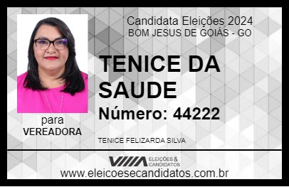 Candidato TENICE DA SAUDE 2024 - BOM JESUS DE GOIÁS - Eleições