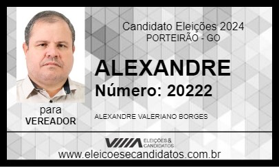 Candidato ALEXANDRE 2024 - PORTEIRÃO - Eleições