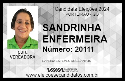 Candidato SANDRINHA ENFERMEIRA 2024 - PORTEIRÃO - Eleições