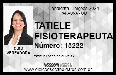 Candidato TATIELE FISIOTERAPEUTA 2024 - PARAÚNA - Eleições