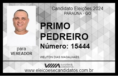 Candidato PRIMO PEDREIRO 2024 - PARAÚNA - Eleições