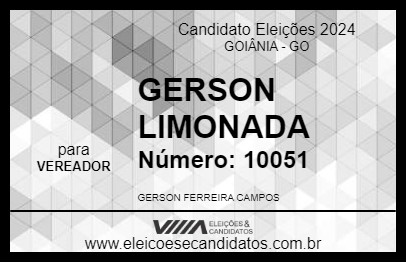 Candidato GERSON LIMONADA 2024 - GOIÂNIA - Eleições