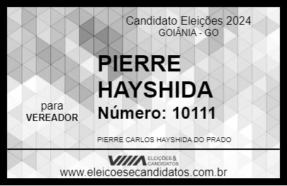 Candidato PIERRE HAYSHIDA 2024 - GOIÂNIA - Eleições