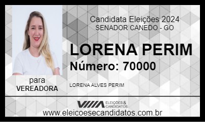 Candidato LORENA PERIM 2024 - SENADOR CANEDO - Eleições