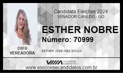 Candidato ESTHER NOBRE 2024 - SENADOR CANEDO - Eleições