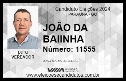 Candidato JOÃO DA BAIINHA 2024 - PARAÚNA - Eleições