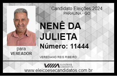 Candidato NENÊ DA JULIETA 2024 - PARAÚNA - Eleições