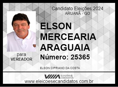 Candidato ELSON MERCEARIA ARAGUAIA 2024 - ARUANÃ - Eleições