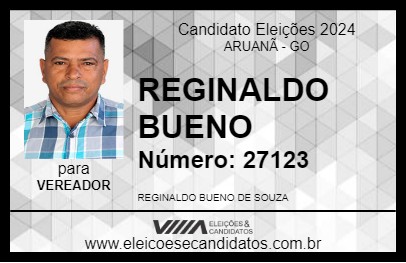 Candidato REGINALDO BUENO 2024 - ARUANÃ - Eleições