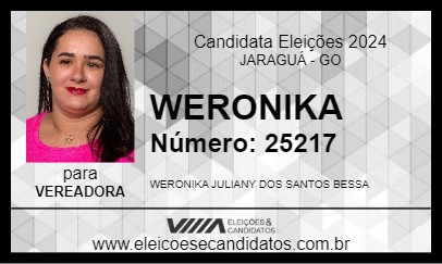 Candidato WERONIKA 2024 - JARAGUÁ - Eleições