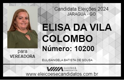 Candidato ELISA DA VILA COLOMBO 2024 - JARAGUÁ - Eleições