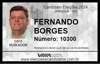 Candidato FERNANDO BORGES 2024 - JARAGUÁ - Eleições