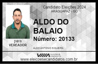 Candidato ALDO DO BALAIO 2024 - ARAGUAPAZ - Eleições