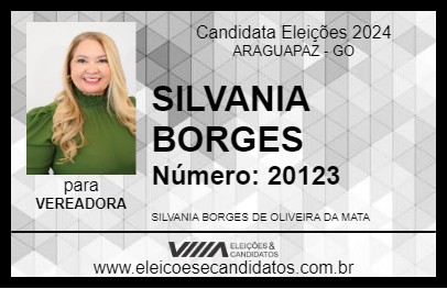 Candidato SILVANIA BORGES 2024 - ARAGUAPAZ - Eleições