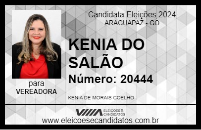 Candidato KENIA DO SALÃO 2024 - ARAGUAPAZ - Eleições