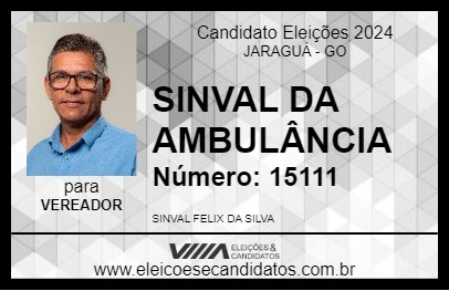 Candidato SINVAL DA AMBULÂNCIA 2024 - JARAGUÁ - Eleições