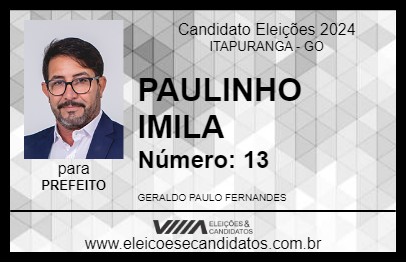 Candidato PAULINHO IMILA 2024 - ITAPURANGA - Eleições