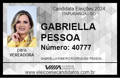 Candidato GABRIELLA PESSOA 2024 - ITAPURANGA - Eleições