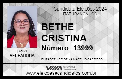 Candidato BETHE CRISTINA 2024 - ITAPURANGA - Eleições