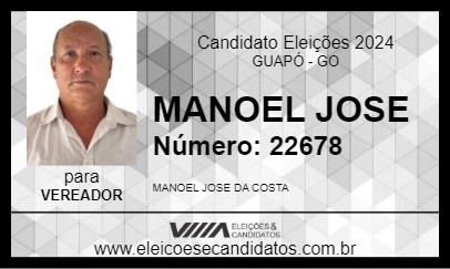 Candidato MANOEL JOSE 2024 - GUAPÓ - Eleições