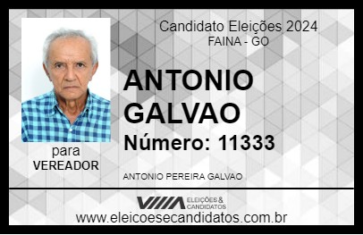 Candidato ANTONIO GALVAO 2024 - FAINA - Eleições