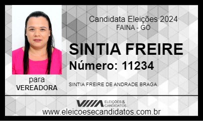 Candidato SINTIA FREIRE 2024 - FAINA - Eleições