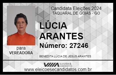 Candidato LÚCIA ARANTES 2024 - TAQUARAL DE GOIÁS - Eleições