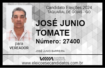 Candidato JOSÉ JUNIO TOMATE 2024 - TAQUARAL DE GOIÁS - Eleições