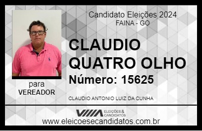 Candidato CLAUDIO QUATRO OLHO 2024 - FAINA - Eleições