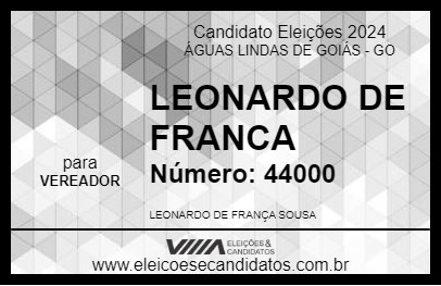 Candidato LEONARDO DE FRANÇA 2024 - ÁGUAS LINDAS DE GOIÁS - Eleições