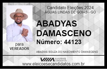 Candidato ABADYAS DAMASCENO 2024 - ÁGUAS LINDAS DE GOIÁS - Eleições