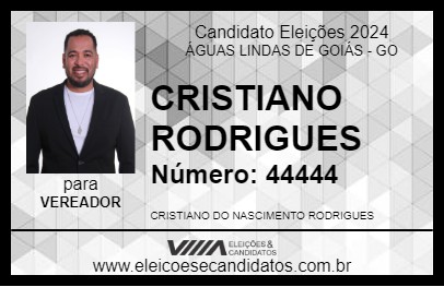 Candidato CRISTIANO RODRIGUES 2024 - ÁGUAS LINDAS DE GOIÁS - Eleições