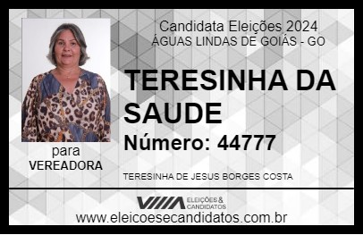 Candidato TERESINHA DA SAUDE 2024 - ÁGUAS LINDAS DE GOIÁS - Eleições