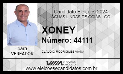 Candidato XONEY 2024 - ÁGUAS LINDAS DE GOIÁS - Eleições