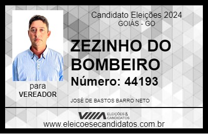 Candidato ZEZINHO BOMBEIRO 2024 - GOIÁS - Eleições