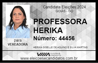 Candidato PROFESSORA HERIKA 2024 - GOIÁS - Eleições