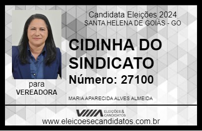 Candidato CIDINHA DO SINDICATO 2024 - SANTA HELENA DE GOIÁS - Eleições