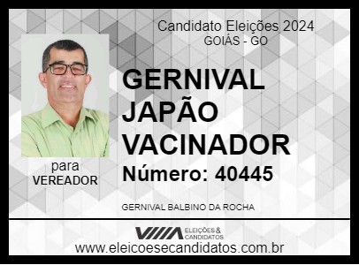 Candidato GERNIVAL JAPÃO VACINADOR 2024 - GOIÁS - Eleições