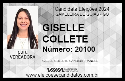 Candidato GISELLE COLLETE 2024 - GAMELEIRA DE GOIÁS - Eleições