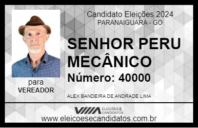 Candidato SENHOR PERU MECÂNICO 2024 - PARANAIGUARA - Eleições