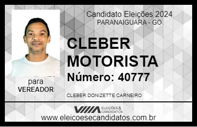 Candidato CLEBER MOTORISTA 2024 - PARANAIGUARA - Eleições