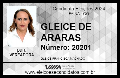 Candidato GLEICE DE ARARAS 2024 - FAINA - Eleições