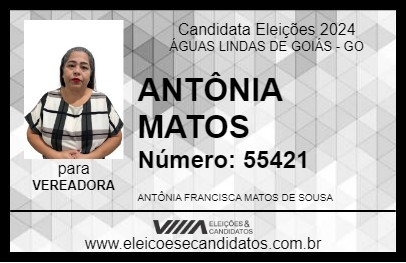 Candidato ANTÔNIA MATOS 2024 - ÁGUAS LINDAS DE GOIÁS - Eleições