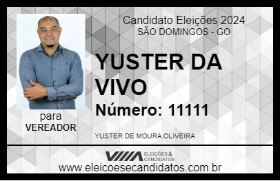 Candidato YUSTER DA VIVO 2024 - SÃO DOMINGOS - Eleições